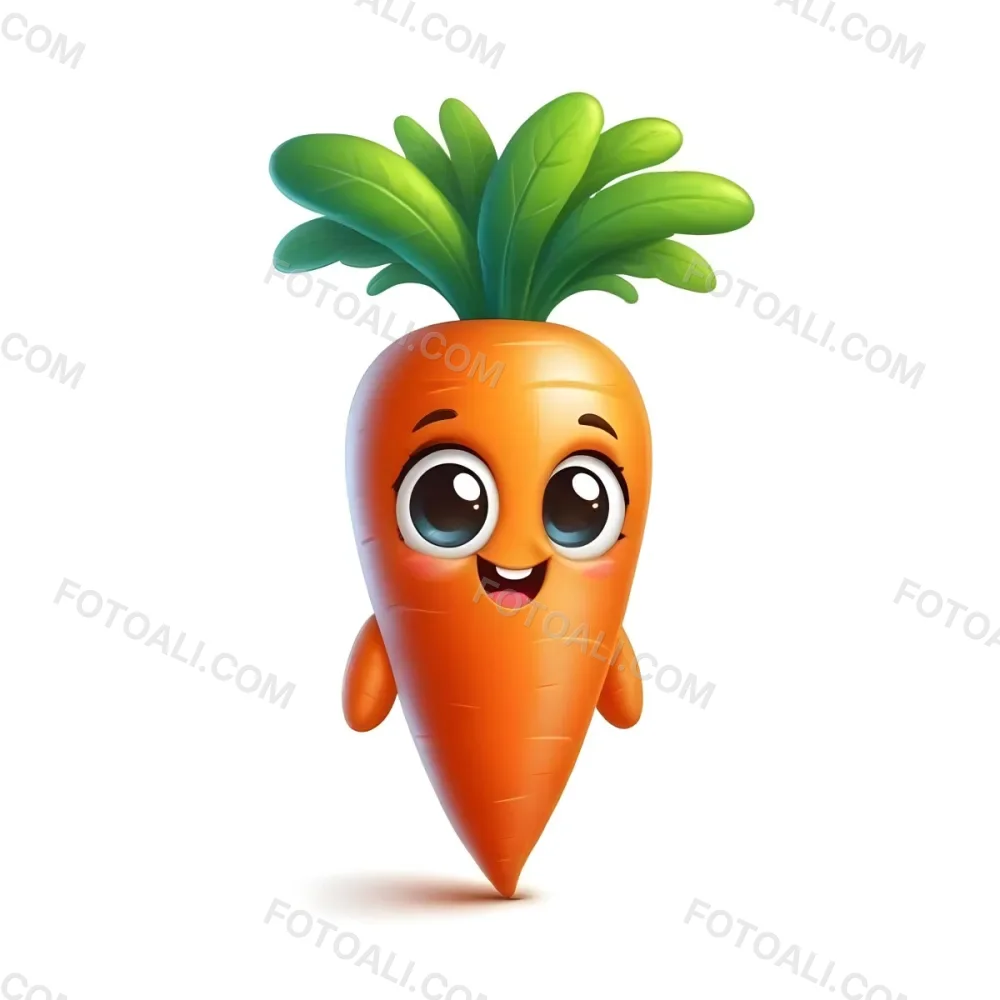 A Cute Cartoon Carrot With A Smiling Face And Green Leaves On Top 2 A050