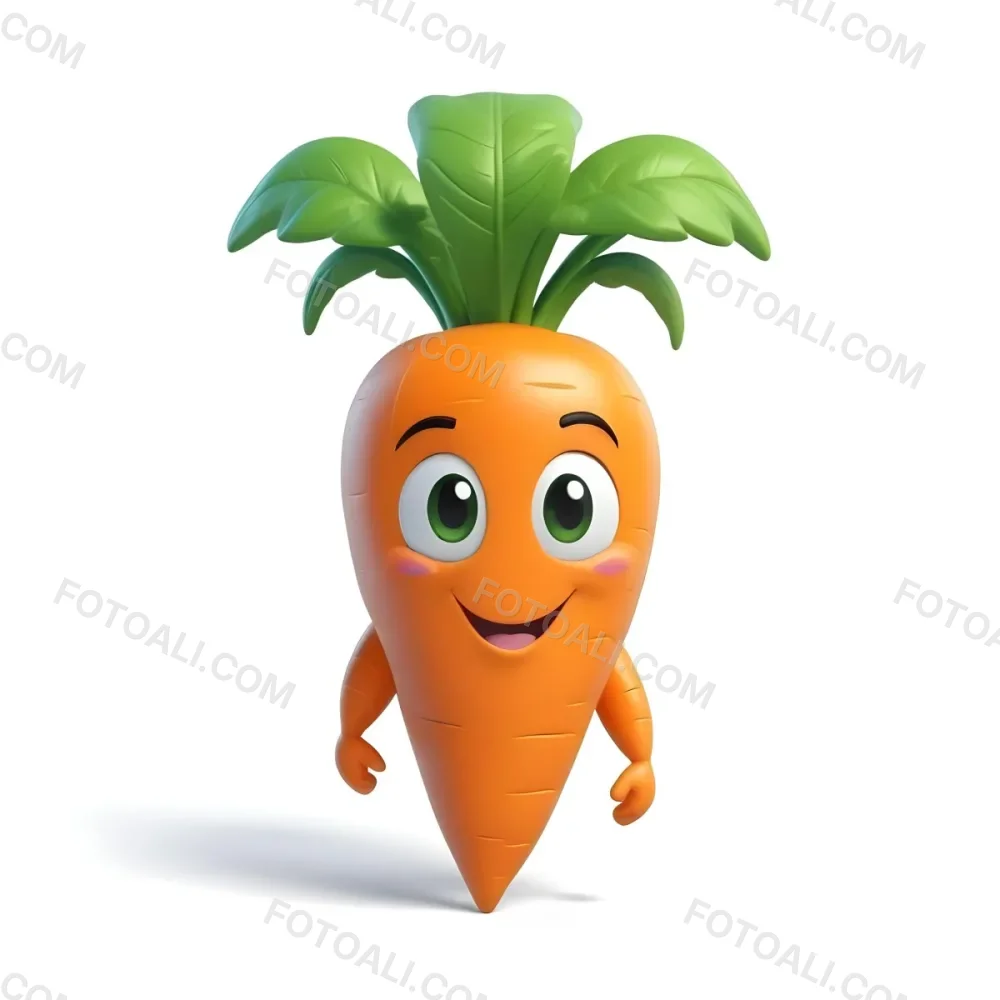 A Cute Cartoon Carrot With A Smiling Face And Green Leaves On Top 3 E58a