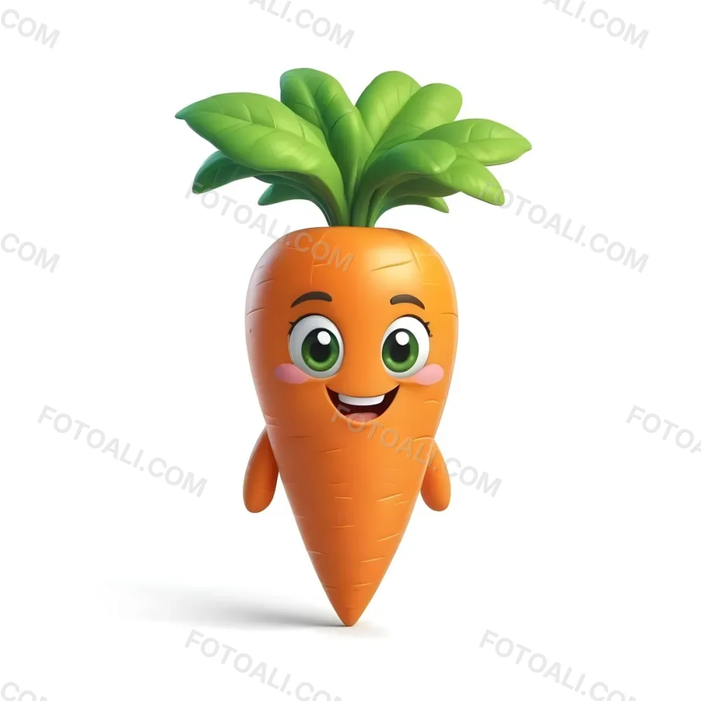 A Cute Cartoon Carrot With A Smiling Face And Green Leaves On Top 4 1456