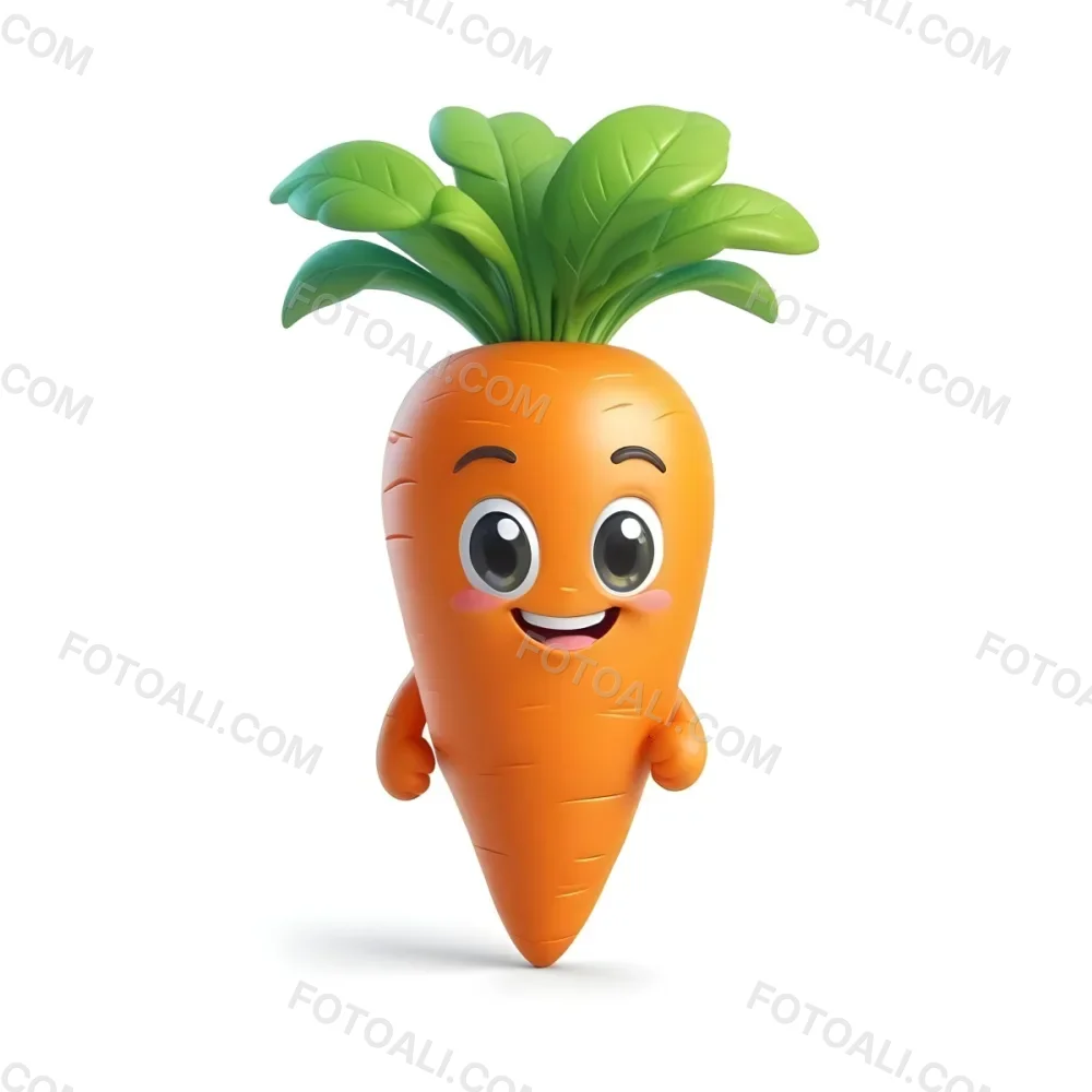 A Cute Cartoon Carrot With A Smiling Face And Green Leaves On Top 5 C0c5