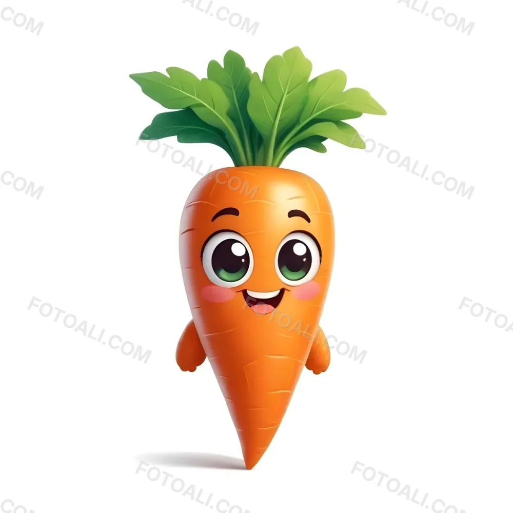 A Cute Cartoon Carrot With A Smiling Face And Green Leaves On Top 6 C8c6