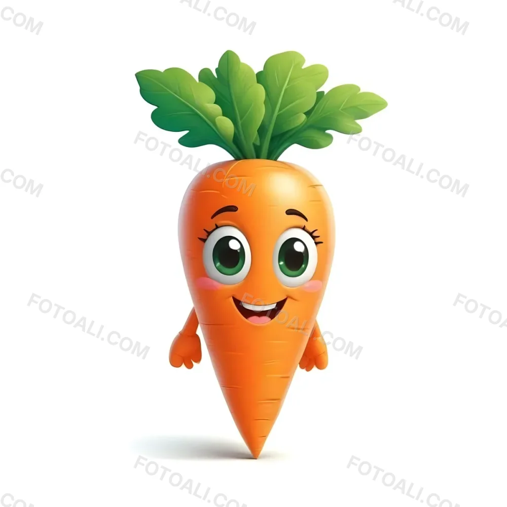 A Cute Cartoon Carrot With A Smiling Face And Green Leaves On Top 7 C3a6