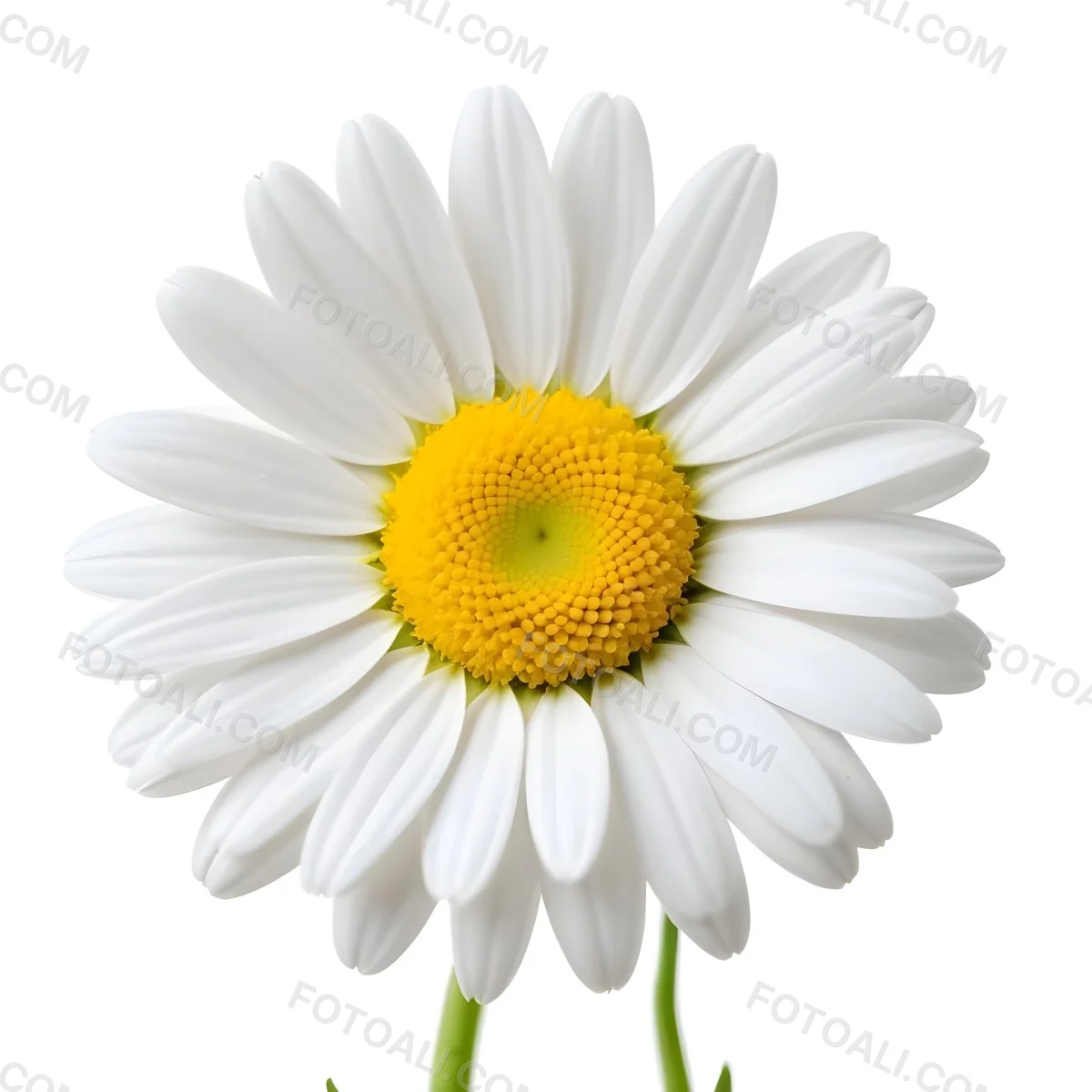 A Daisy Flower With Yellow Petals And A White Center Isolated On A White Background Close Up Shot Natural Light Botanical Photography 3 554d