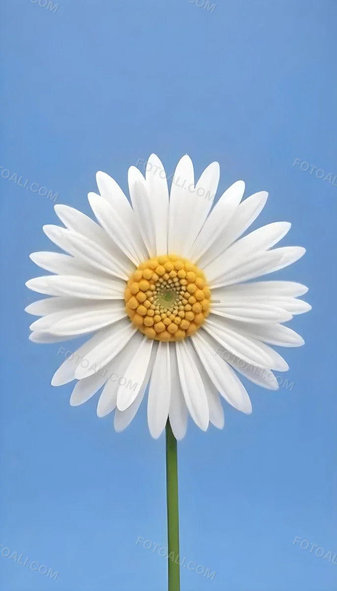 A Daisy With Blue Petals And A Blue Center The Flower Is In Full Bloom And Facing The Viewer Yellow Background 1 657c