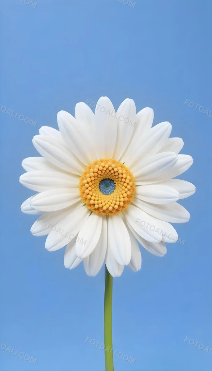 A Daisy With Blue Petals And A Blue Center The Flower Is In Full Bloom And Facing The Viewer Yellow Background 3 4180