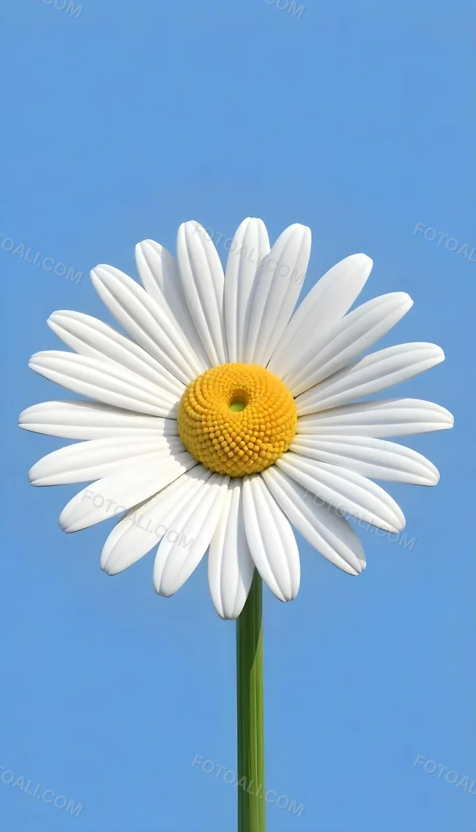 A Daisy With Blue Petals And A Blue Center The Flower Is In Full Bloom And Facing The Viewer Yellow Background 5 2065