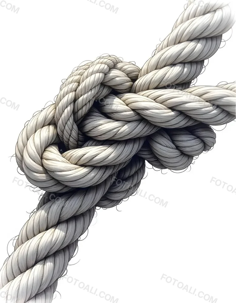 A Detailed Drawing Of A Rope Tied In A Knot Showcasing The Intricate Texture And Form Of The Intertwined Strands On White Background 19 54bf