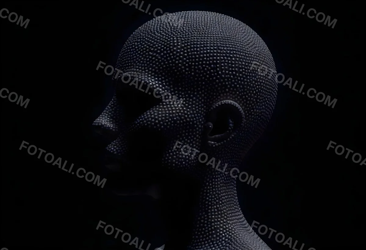 A Digital Human Head Made Of Small Dots Dark Background 1 Aed6