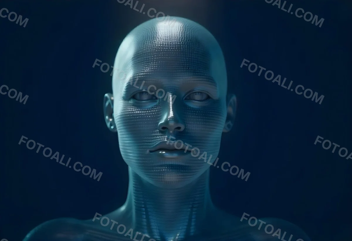 A Digital Human Head Made Of Small Dots Dark Background 13 A744