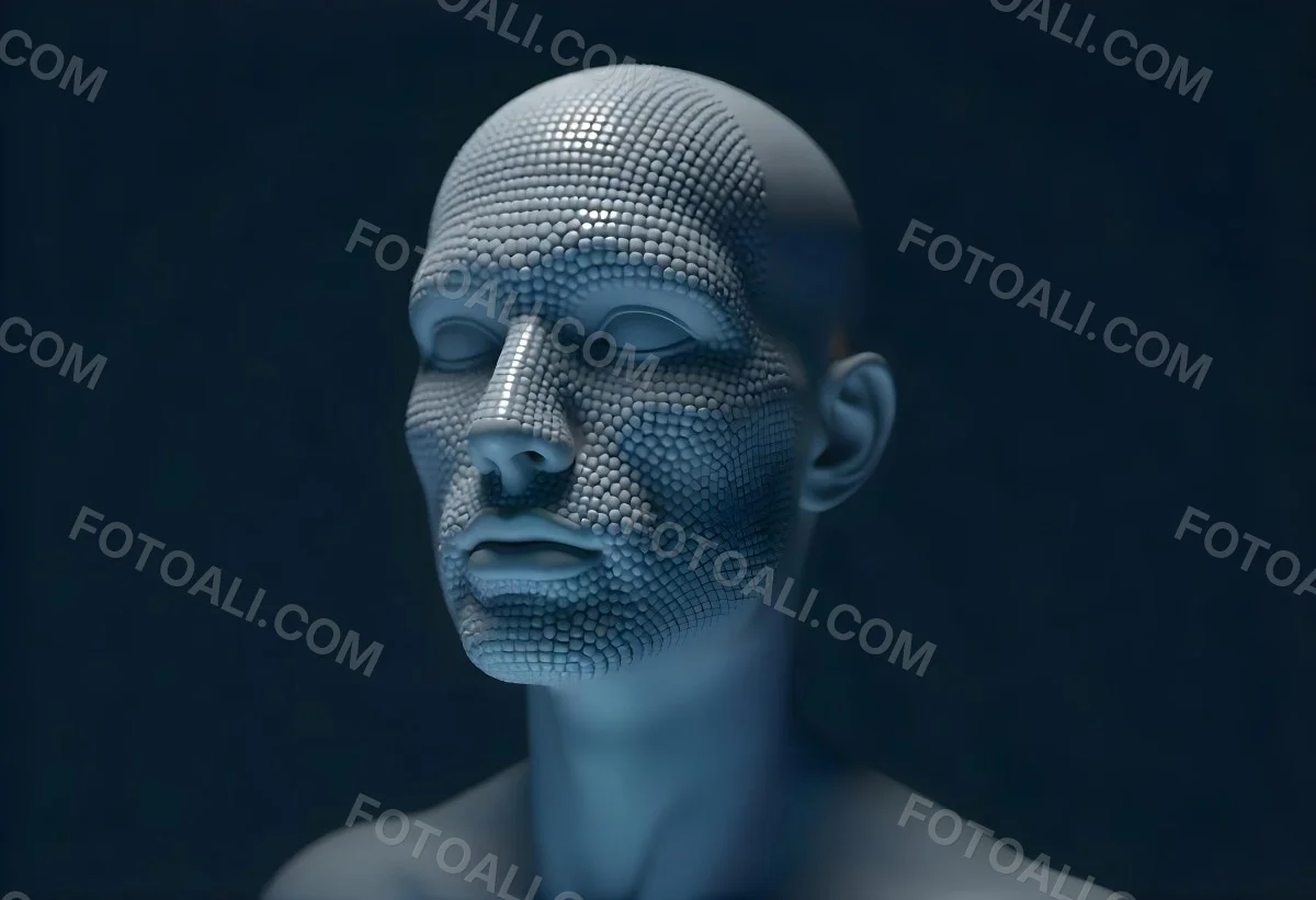 A Digital Human Head Made Of Small Dots Dark Background 14 6a1c