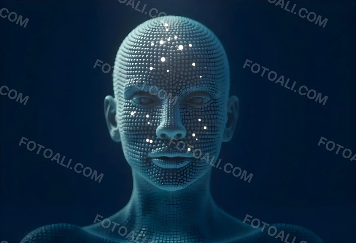 A Digital Human Head Made Of Small Dots Dark Background 29 Efa2