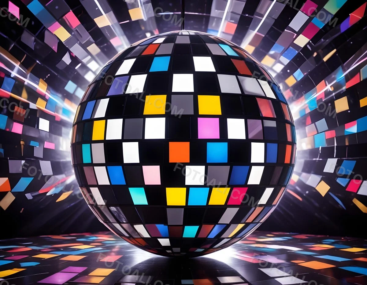 A Disco Ball With A Geometric Pattern Of Squares 2 3349