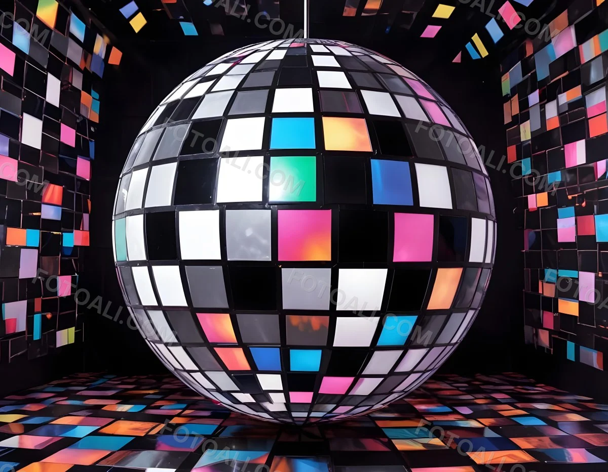 A Disco Ball With A Geometric Pattern Of Squares 3 6240