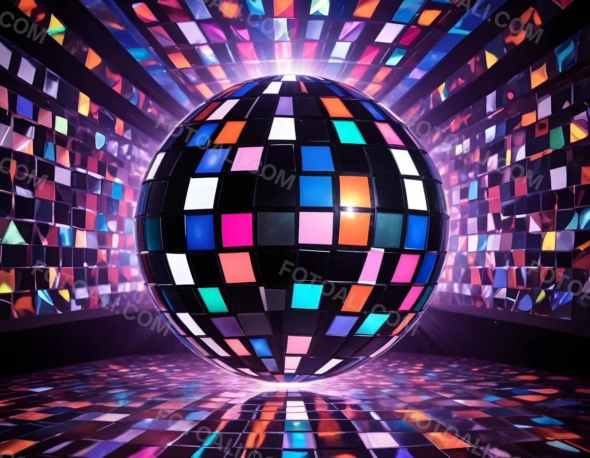 A Disco Ball With A Geometric Pattern Of Squares 4 41d8
