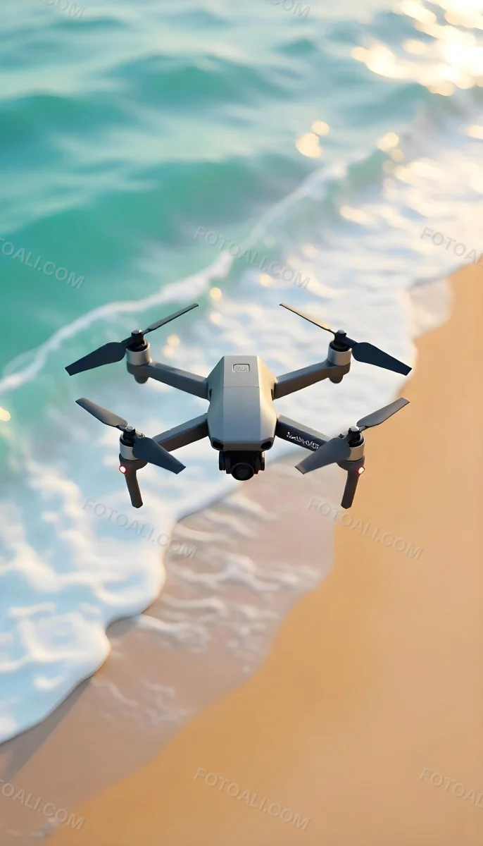 A Drone Flying Over A Sandy Beach With Waves Crashing In The Background Aerial View 1 5ce6