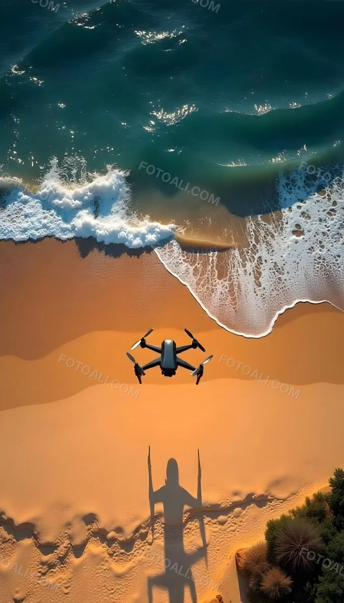 A Drone Flying Over A Sandy Beach With Waves Crashing In The Background Aerial View 10 3a65