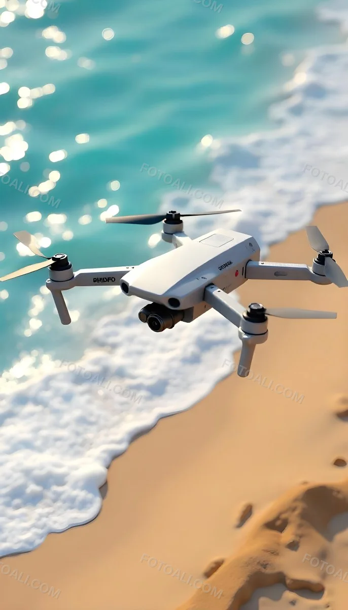 A Drone Flying Over A Sandy Beach With Waves Crashing In The Background Aerial View 3 C9be
