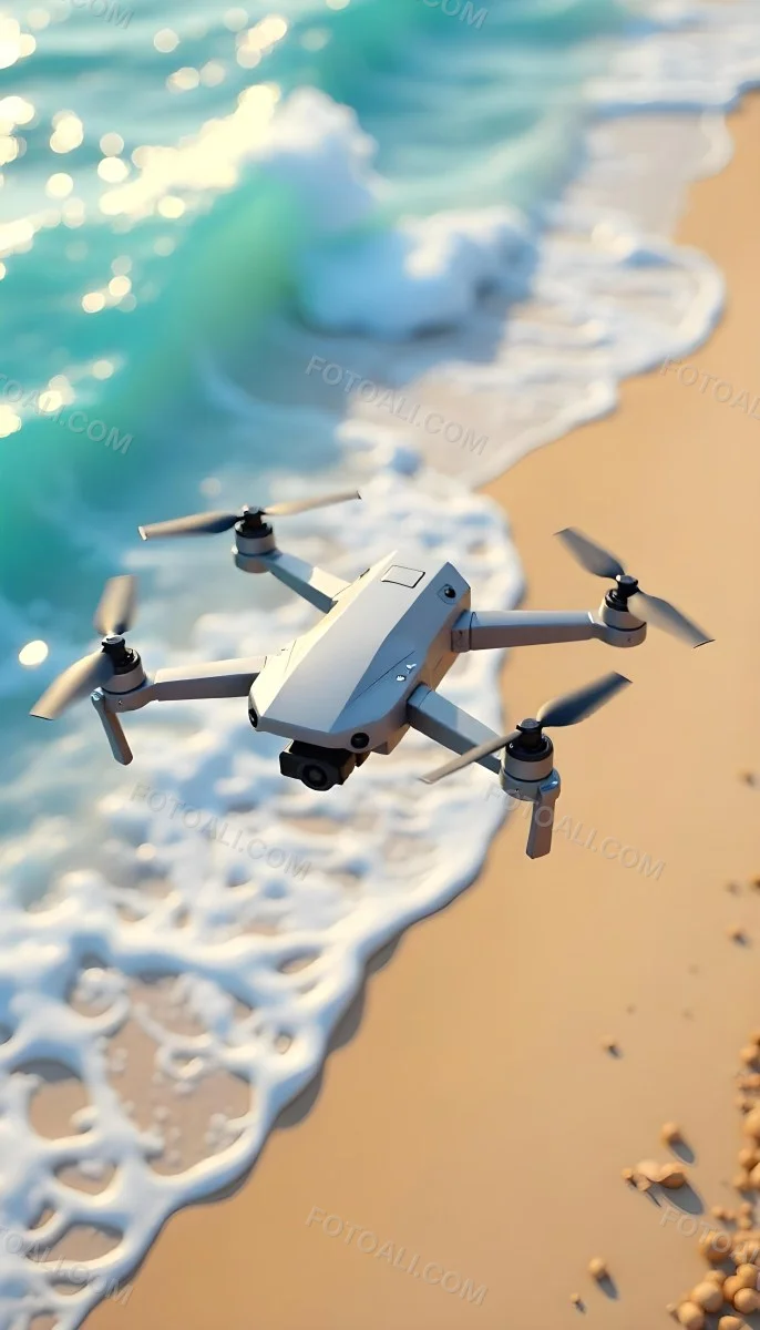 A Drone Flying Over A Sandy Beach With Waves Crashing In The Background Aerial View 4 Ca98