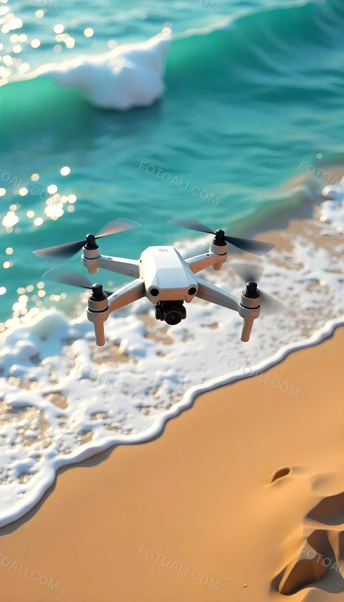 A Drone Flying Over A Sandy Beach With Waves Crashing In The Background Aerial View 5 5ab8