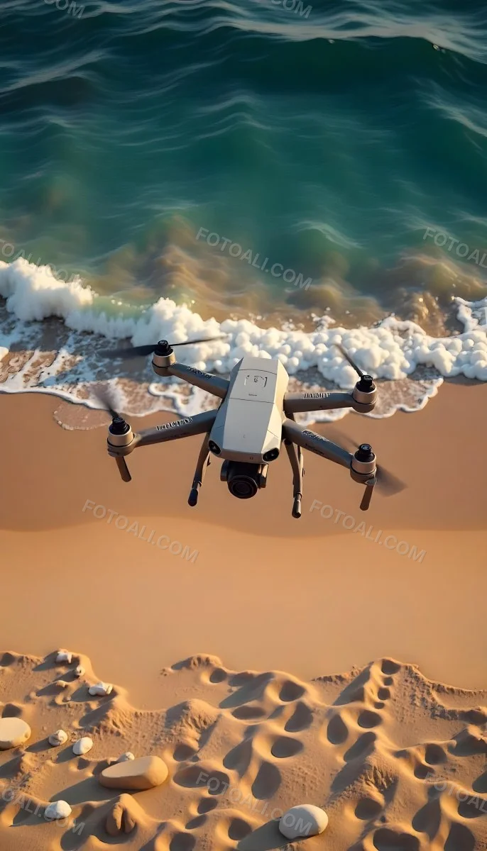 A Drone Flying Over A Sandy Beach With Waves Crashing In The Background Aerial View 6 5656