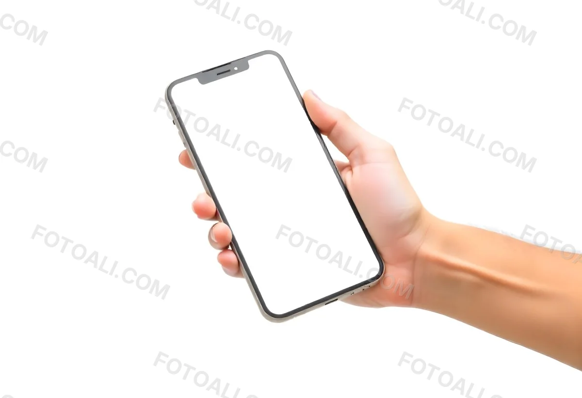 A Fair Skinned Hand Holding A White Smartphone With A Blank Black Screen Isolated On A Black Background 29 1d80