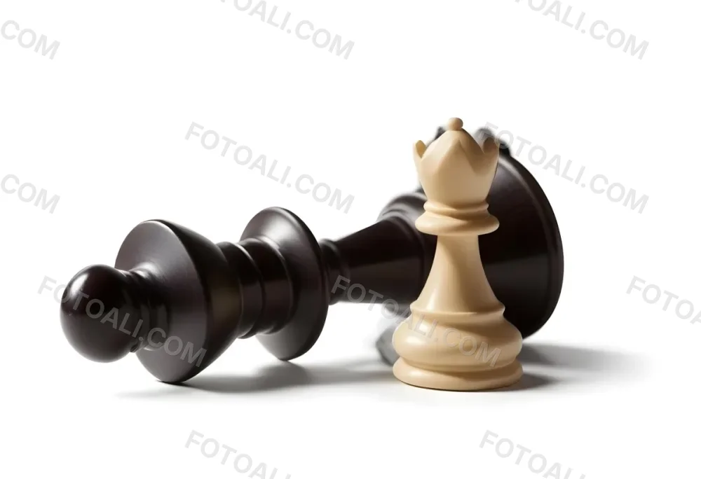 A Fallen Black King Chess Piece Next To A White Pawn On A White Background Dramatic Lighting Studio Shot Victory Concept Strategy Game 2 D0e8