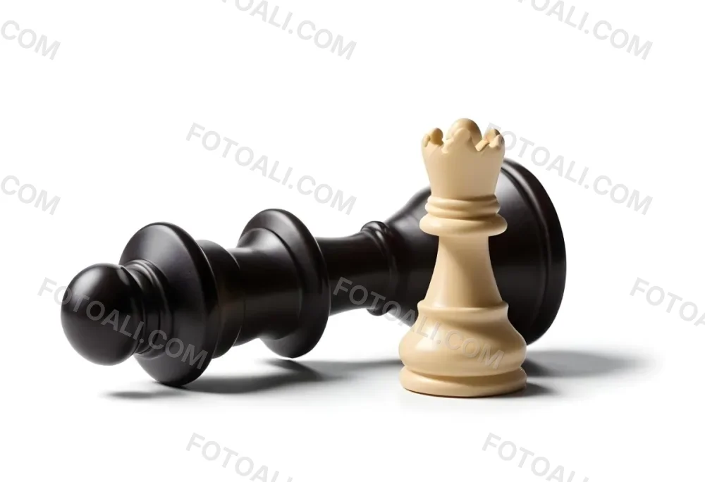 A Fallen Black King Chess Piece Next To A White Pawn On A White Background Dramatic Lighting Studio Shot Victory Concept Strategy Game 6 50f1