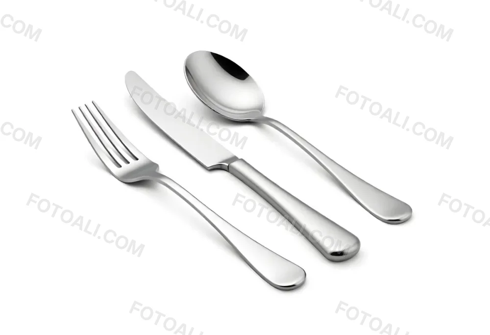 A Fork A Knife And A Spoon Made Of Stainless Steel On A White Background 1 F73e