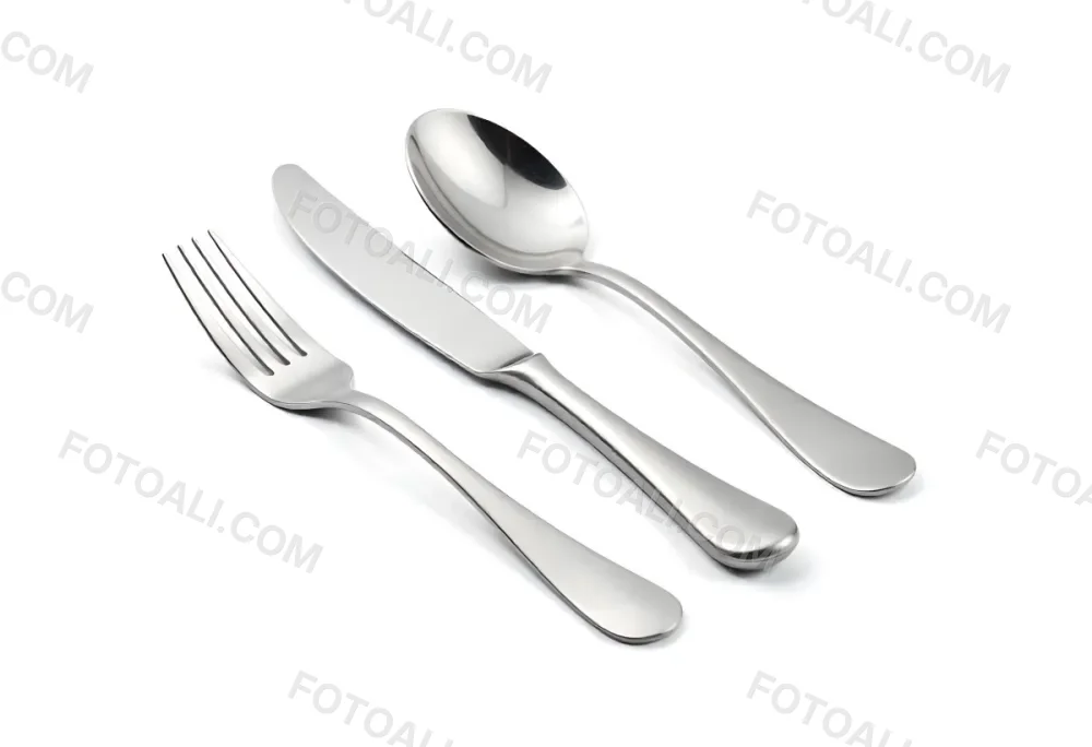 A Fork A Knife And A Spoon Made Of Stainless Steel On A White Background 15 4a28
