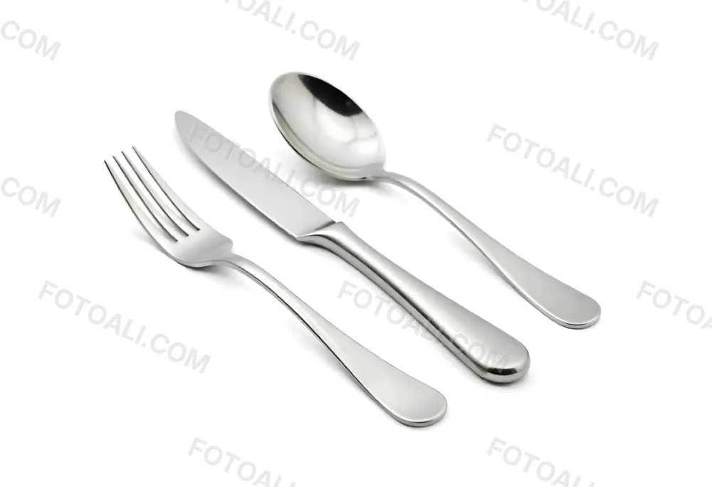 A Fork A Knife And A Spoon Made Of Stainless Steel On A White Background 19 Be0b