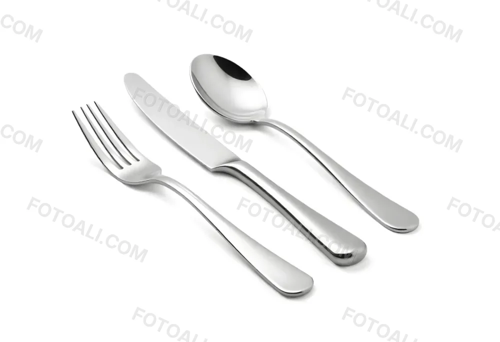 A Fork A Knife And A Spoon Made Of Stainless Steel On A White Background 24 4455