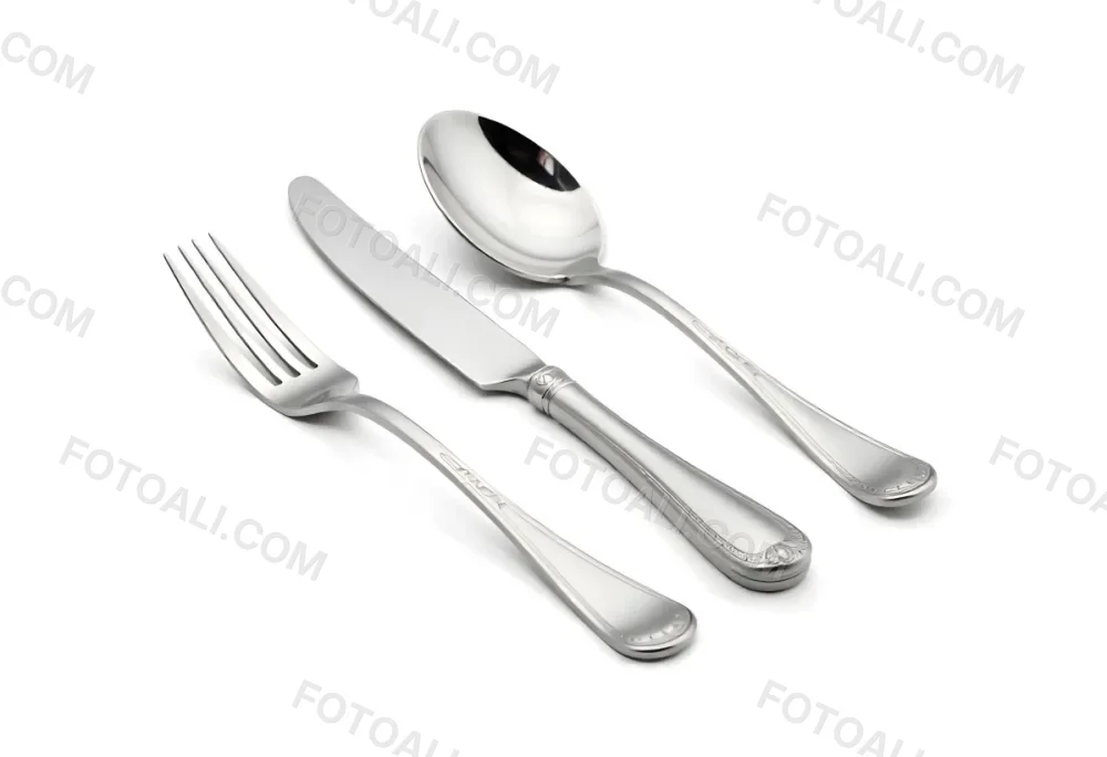 A Fork A Knife And A Spoon Made Of Stainless Steel On A White Background 5 36ef
