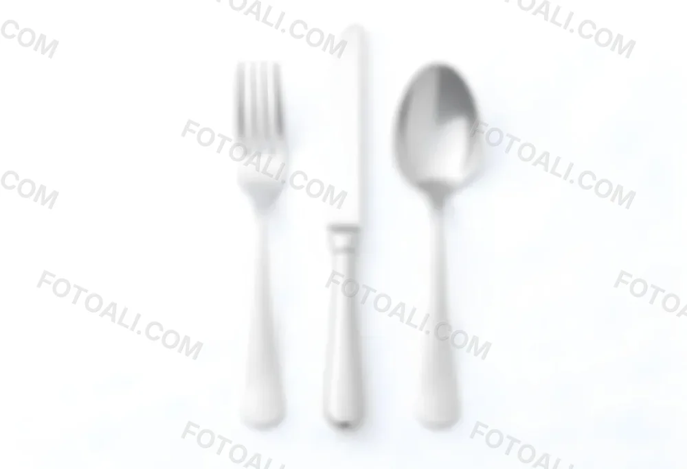 A Fork A Knife And A Spoon Made Of Stainless Steel On A White Background 7 38c9