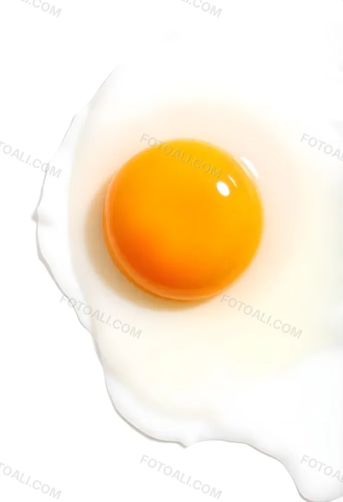 A Fried Egg With A Bright Yellow Yolk And Translucent White On A White Surface Top Down View Studio Lighting Food Photography 11 D932