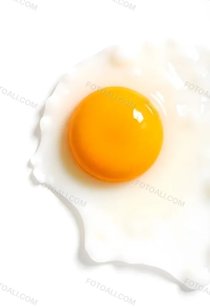 A Fried Egg With A Bright Yellow Yolk And Translucent White On A White Surface Top Down View Studio Lighting Food Photography 17 67eb