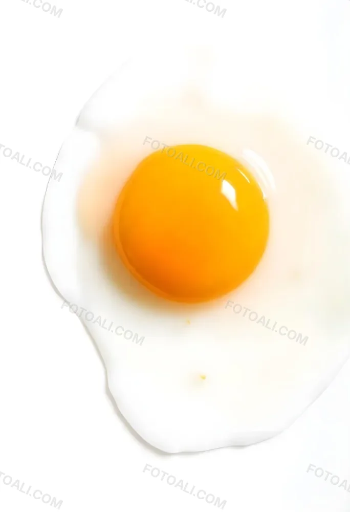 A Fried Egg With A Bright Yellow Yolk And Translucent White On A White Surface Top Down View Studio Lighting Food Photography 25 24bd