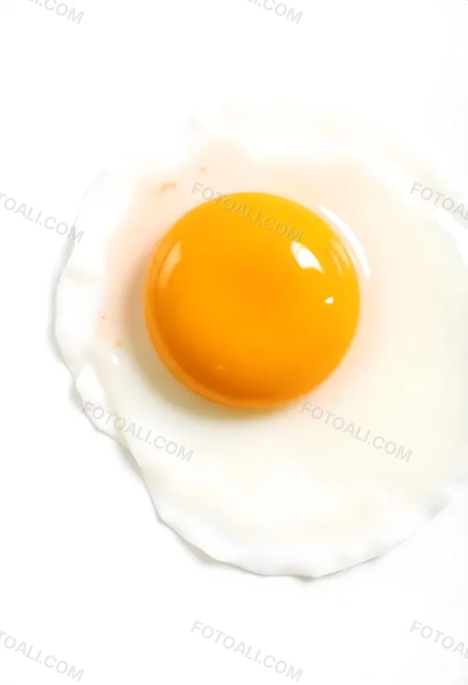 A Fried Egg With A Bright Yellow Yolk And Translucent White On A White Surface Top Down View Studio Lighting Food Photography 27 Ca7d
