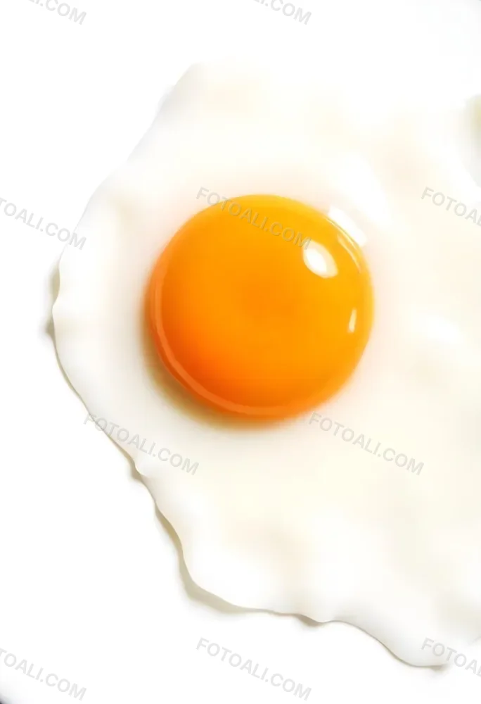 A Fried Egg With A Bright Yellow Yolk And Translucent White On A White Surface Top Down View Studio Lighting Food Photography 28 7373
