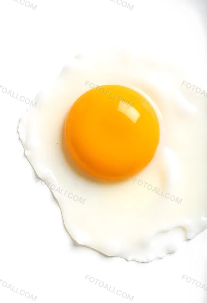 A Fried Egg With A Bright Yellow Yolk And Translucent White On A White Surface Top Down View Studio Lighting Food Photography 29 A648