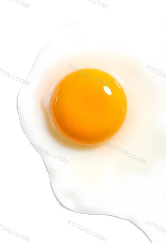 A Fried Egg With A Bright Yellow Yolk And Translucent White On A White Surface Top Down View Studio Lighting Food Photography 52 0287