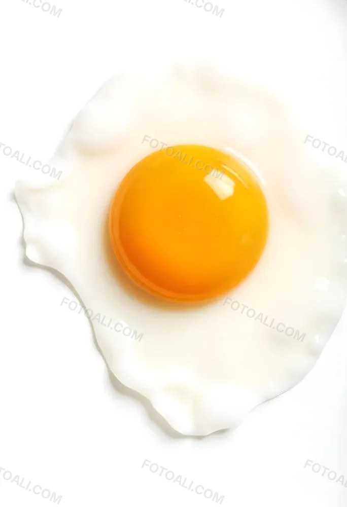 A Fried Egg With A Bright Yellow Yolk And Translucent White On A White Surface Top Down View Studio Lighting Food Photography 7 C9fd