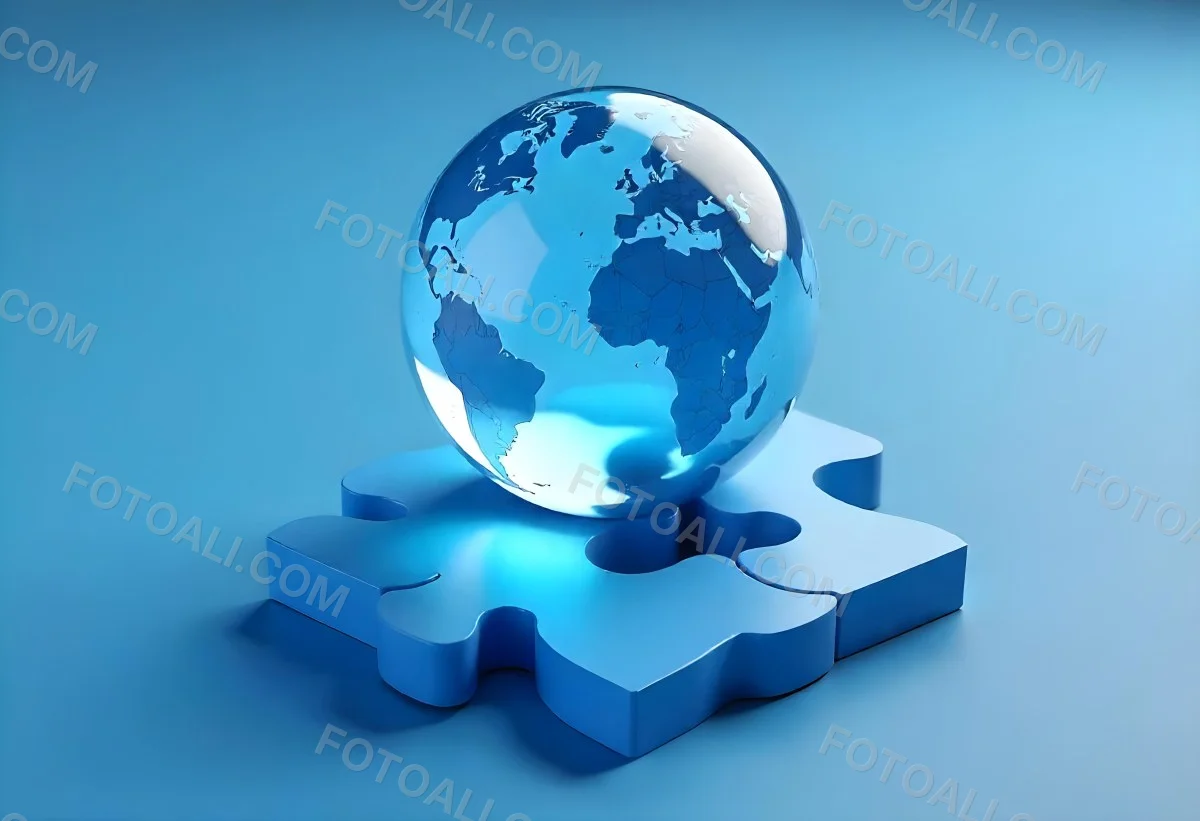 A Glass Globe On Top Of A Blue Puzzle With A Missing Piece Concept Of Global Business And Problem Solving 5 44d4