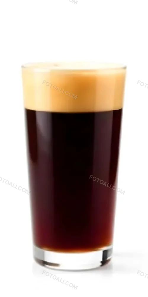 A Glass Of Dark Coffee With A Layer Of Light Brown Foam On Top Against A Plain White Background 9 0033