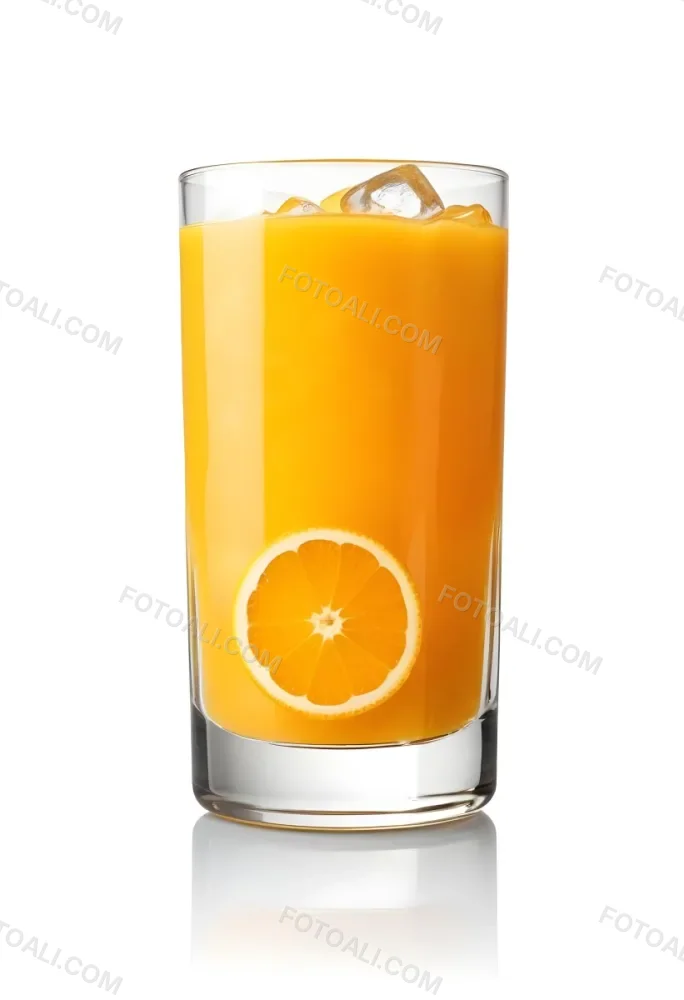 A Glass Of Fresh Orange Juice With Ice Cubes 21 8304