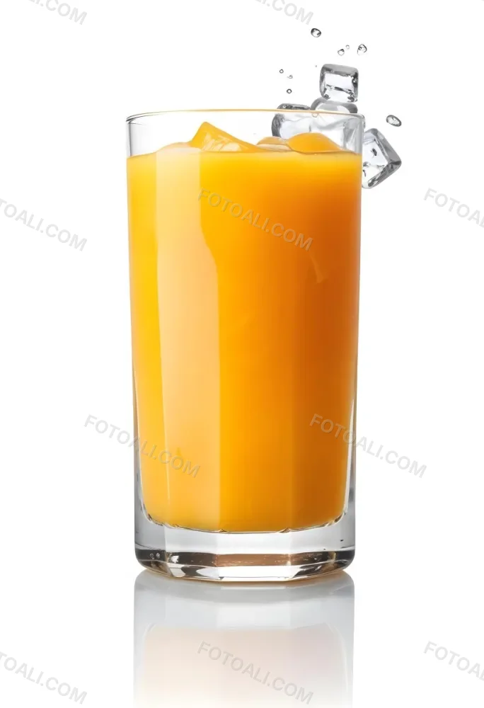 A Glass Of Fresh Orange Juice With Ice Cubes 22 7865