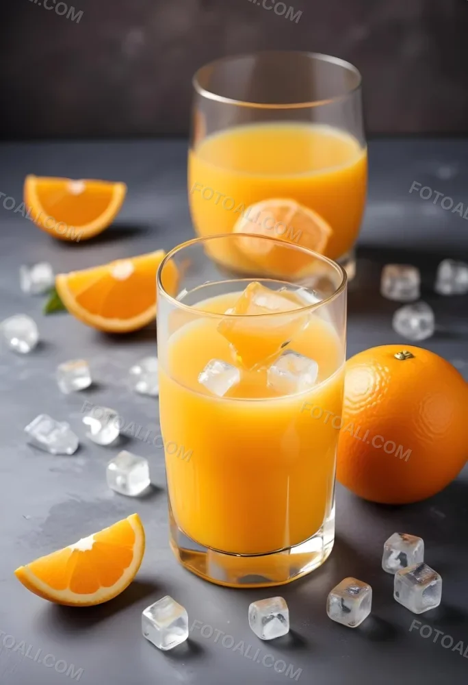 A Glass Of Fresh Orange Juice With Ice Cubes 7 5aa0