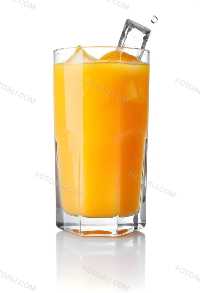A Glass Of Fresh Orange Juice With Ice Cubes 8 615a
