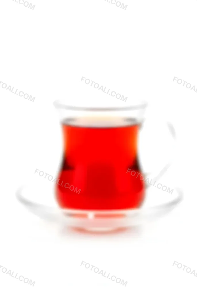 A Glass Of Red Tea On A Glass Saucer White Background 8 A952