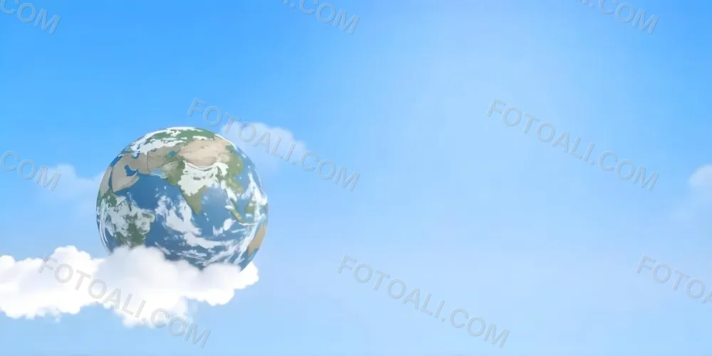 A Globe On Top Of A Cloud In A Blue Sky The Earth Is Seen From Space With Clouds And Continents 30 A2ae