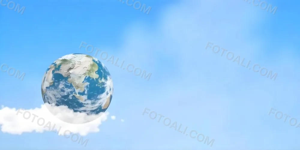 A Globe On Top Of A Cloud In A Blue Sky The Earth Is Seen From Space With Clouds And Continents 8 5703
